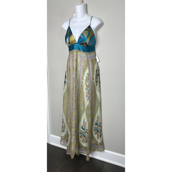 NWT~ SINGLE Brand 100%Silk Exotic Print Maxi Long Dress ~ S - Picture 1 of 12